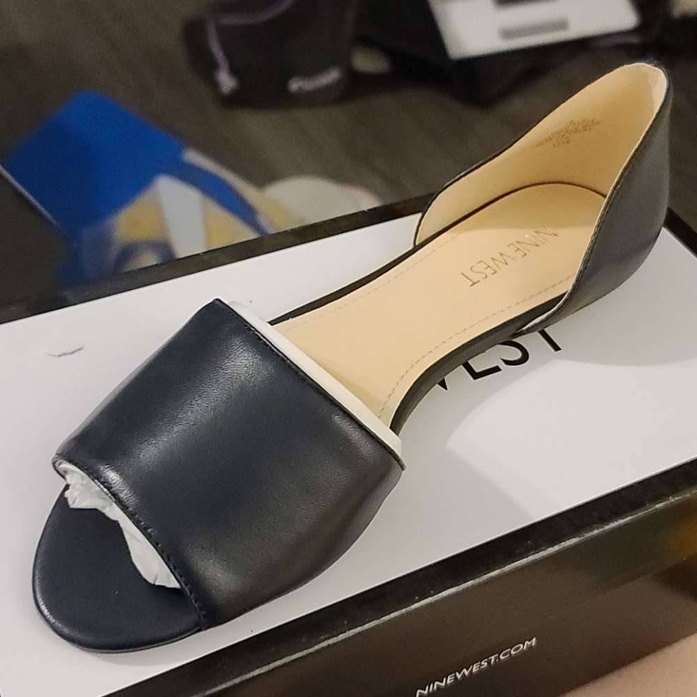 Nine West Dark Blue Leather Flats